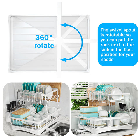 7 code dish-drying-rack-water-drainage drains into sink to keep counters dry.