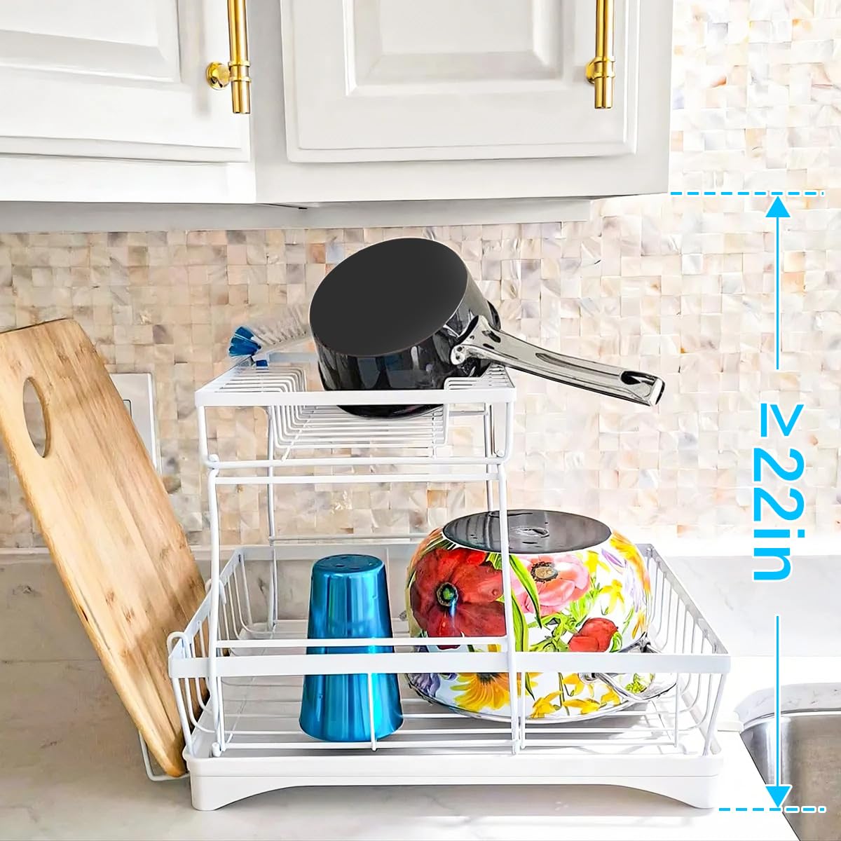 7 code dish-drying-rack-white-color adds a clean look to any kitchen.