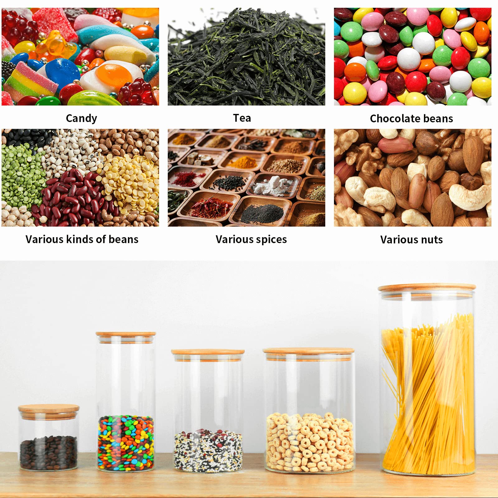 77L glass jar for rice, flour, or spices in compact cupboards