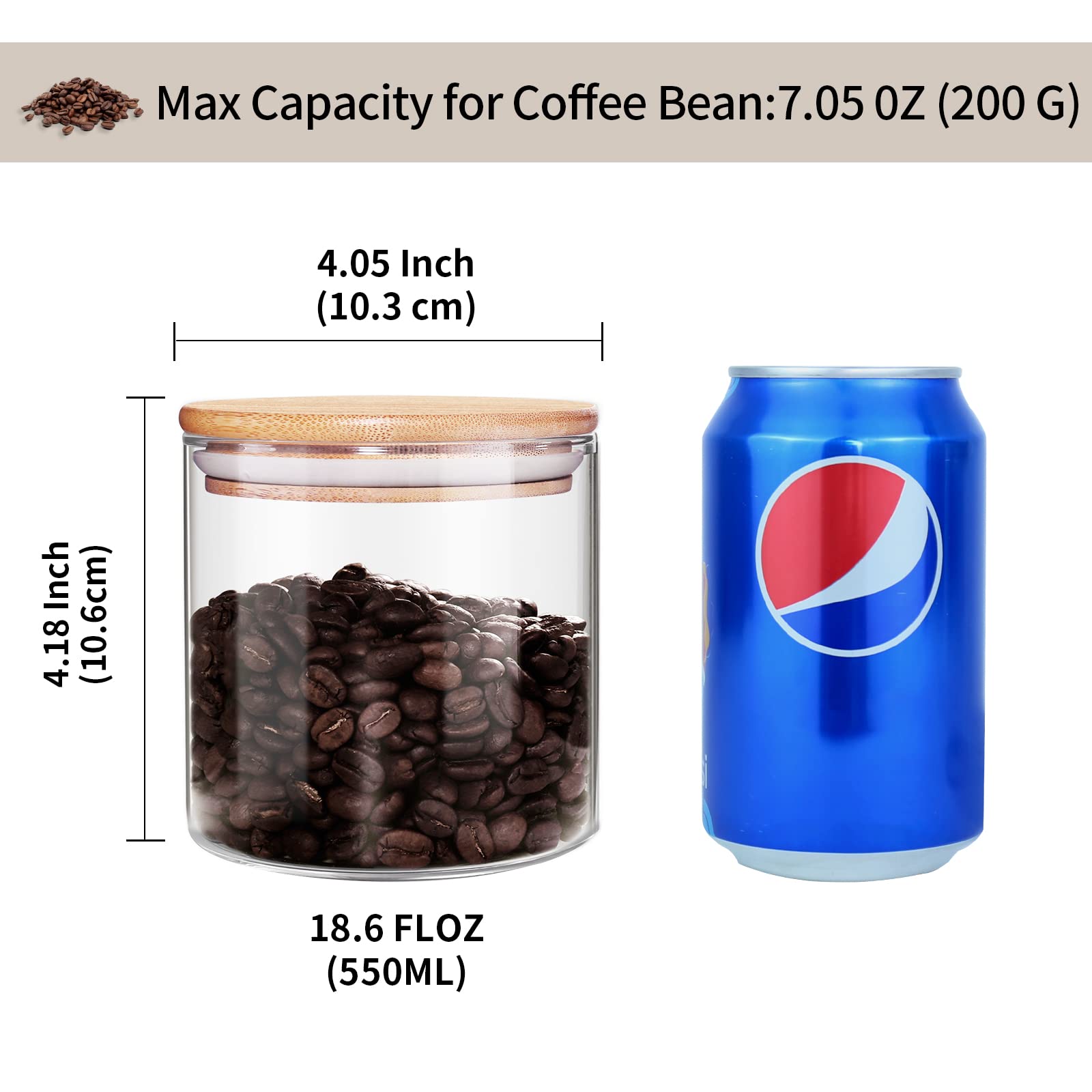 77L jar with airtight bamboo lid keeps sugar fresh on a kitchen shelf