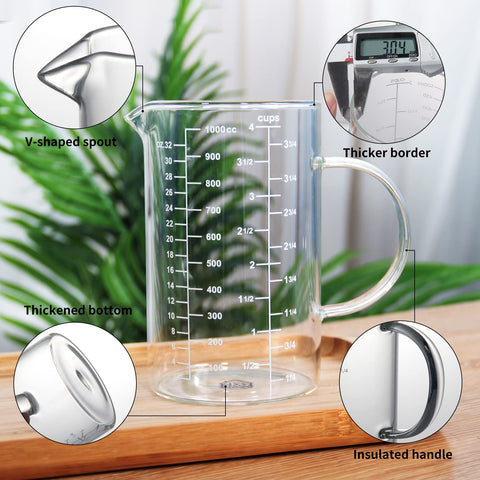 77L dishwasher-safe glass measuring cup ready for simple cleaning.