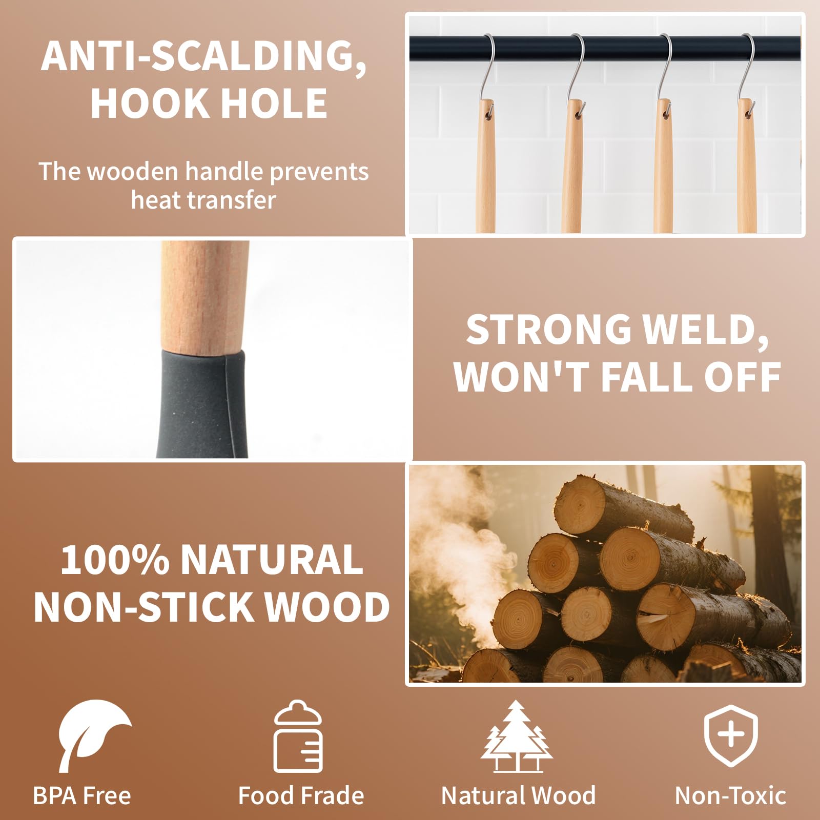 77L large spatula protects non-stick cookware with soft silicone.