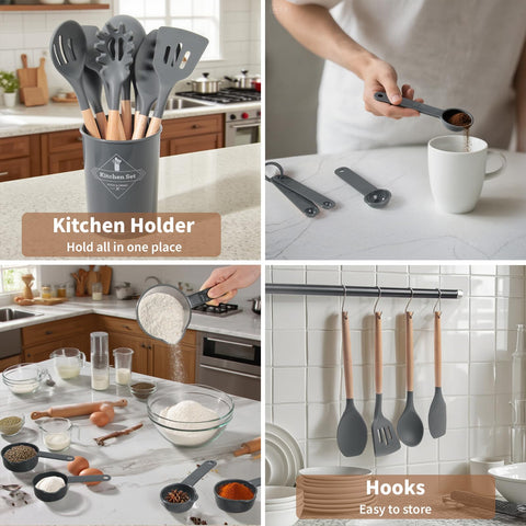 77L slotted turner drains liquids while protecting cookware.