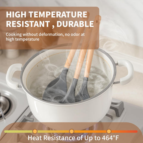 77L solid spoon features heat-resistant silicone and sturdy build.