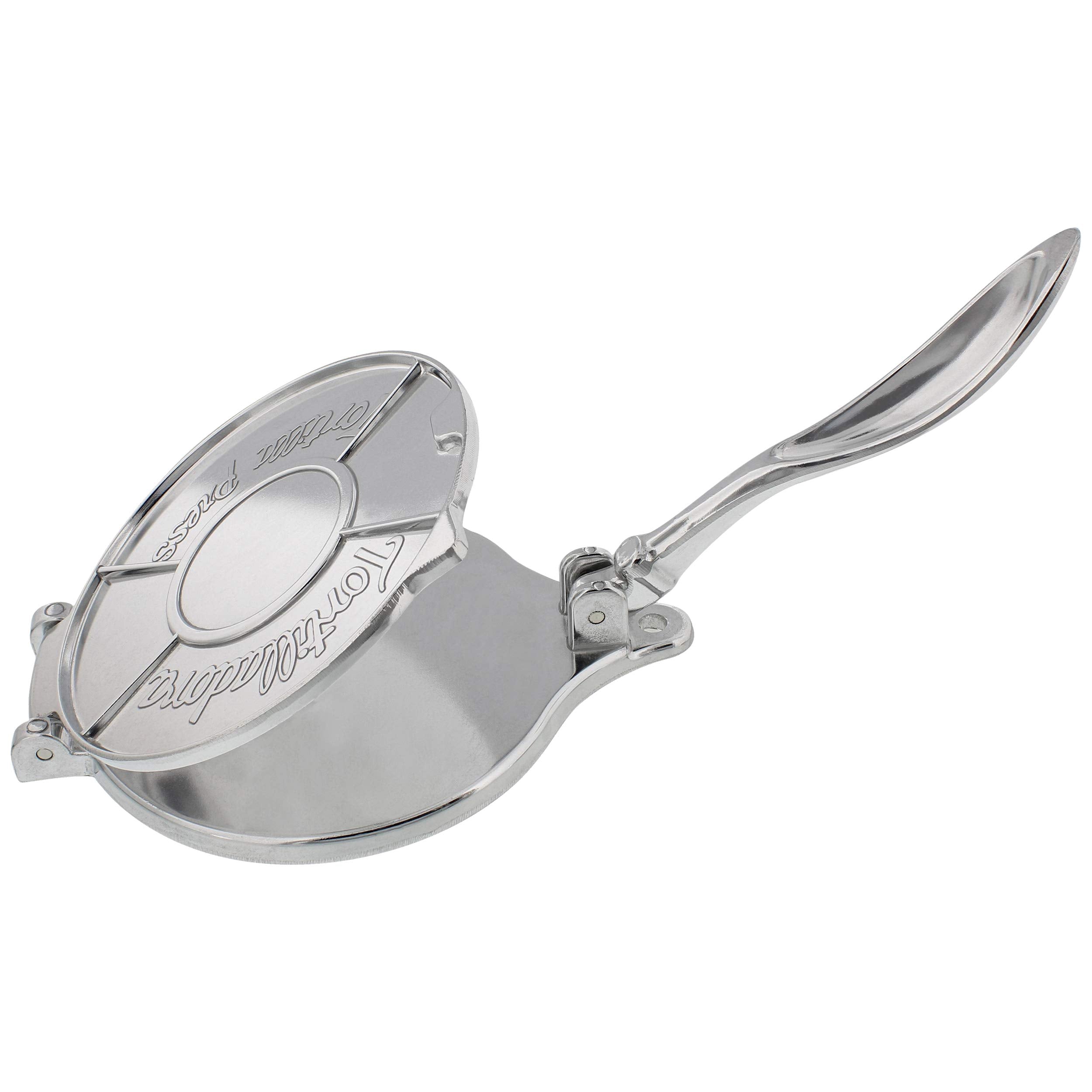 7Penn aluminum tortilla press top view ideal for compact 6-inch tortillas