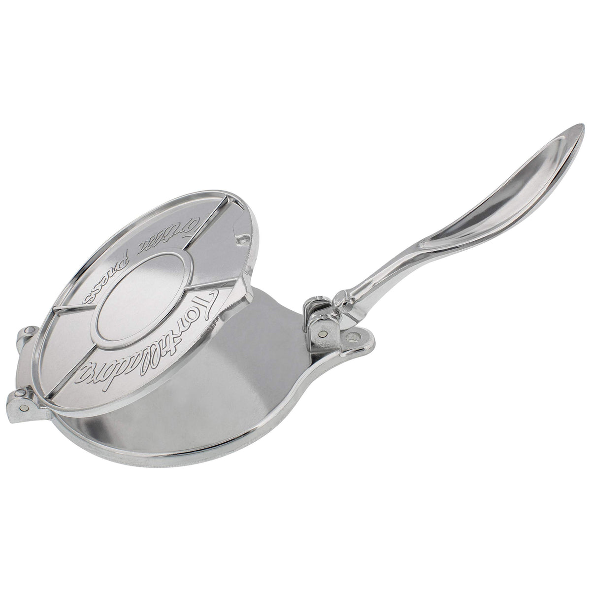 7Penn aluminum tortilla press top view ideal for compact 6-inch tortillas