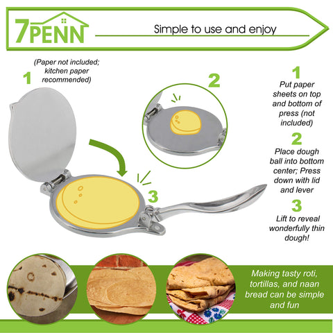 7Penn roti chapati press with smooth aluminum surface for even results