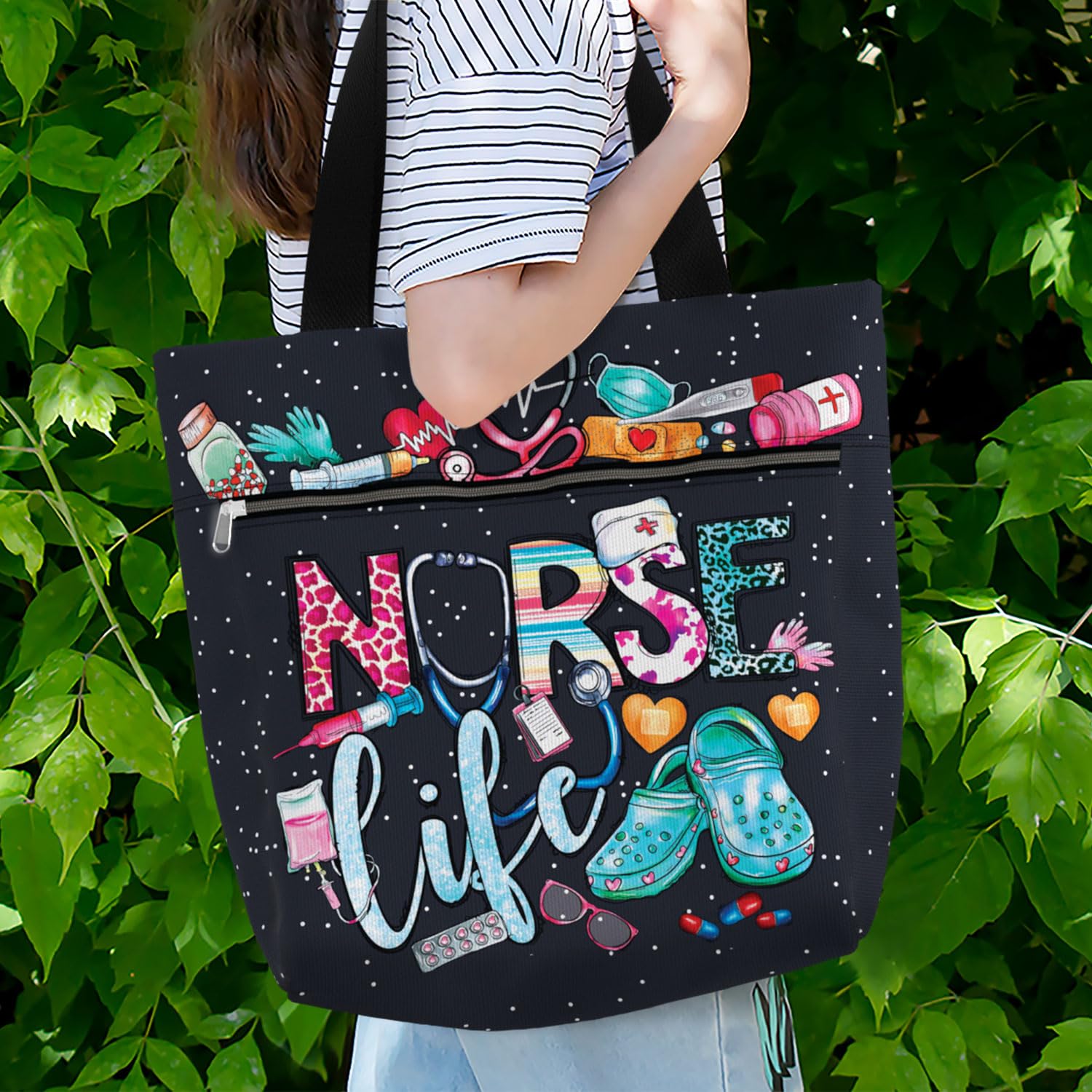 84hoods Aesthetic Tote Bag uses water-resistant material to protect belongings.