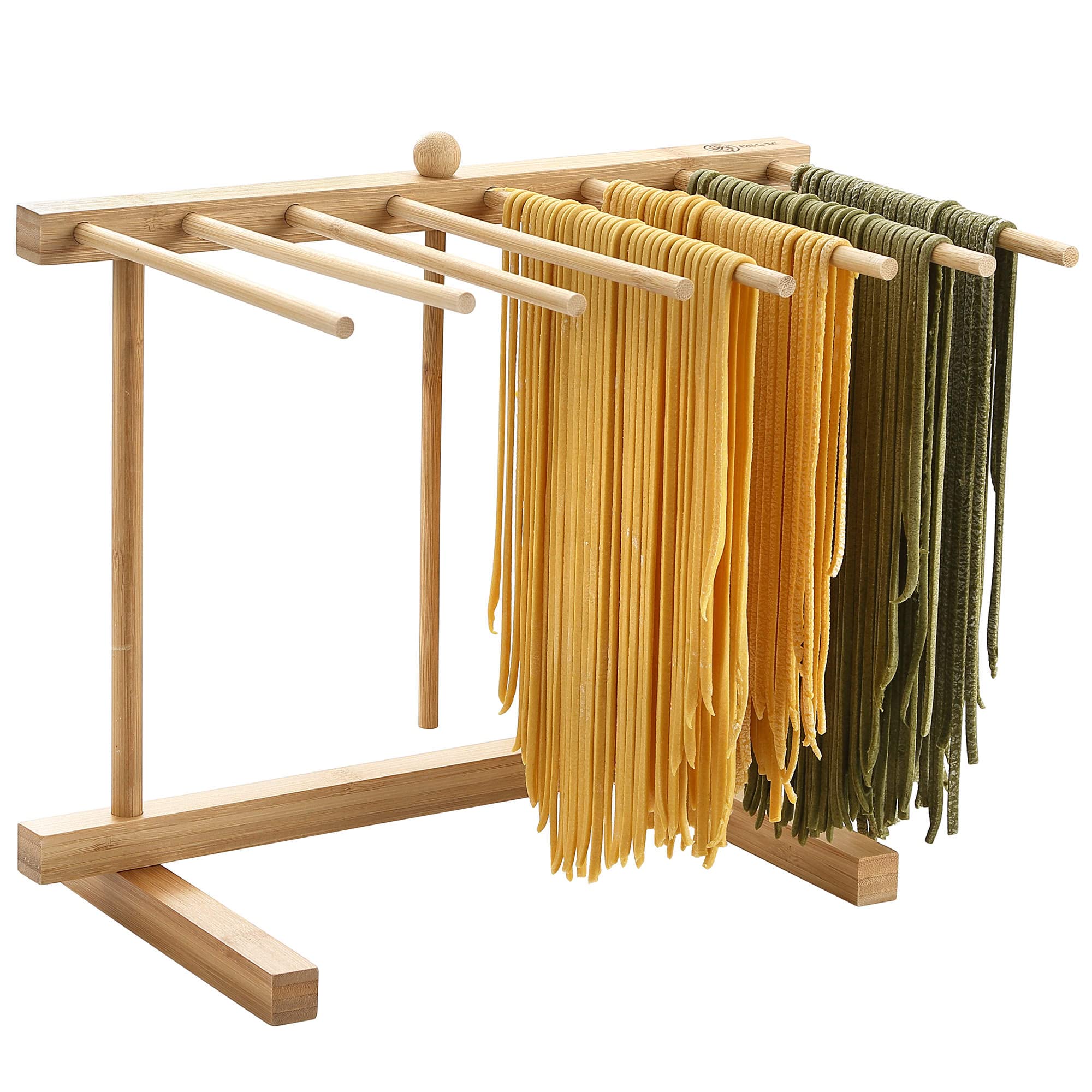 8SOM bamboo pasta drying rack with eight bars for spacious air drying