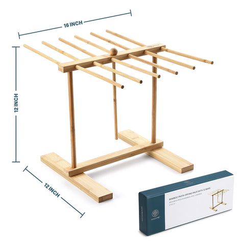 8SOM Bamboo Pasta Drying Rack on counter ready for kitchen use