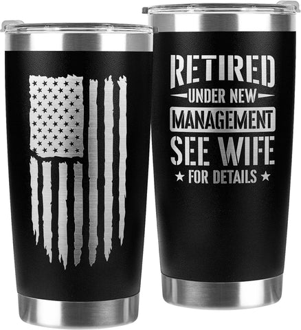 94Bright retirement tumbler with quote for gifting, keeps drinks at the right temperature.