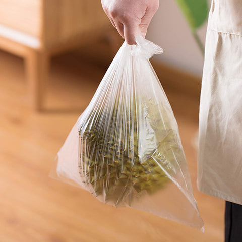 9527 Product 12x20 clear produce bag roll - ideal for organizing groceries.