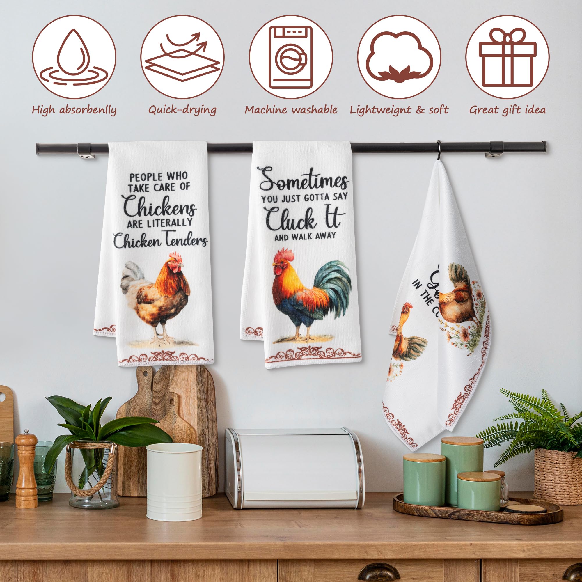 9tilight rooster-pattern towels are lightweight and reusable for daily use.