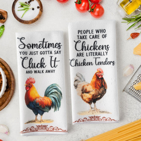 9tilight rooster-pattern towels help reduce paper towels with durable reusability.