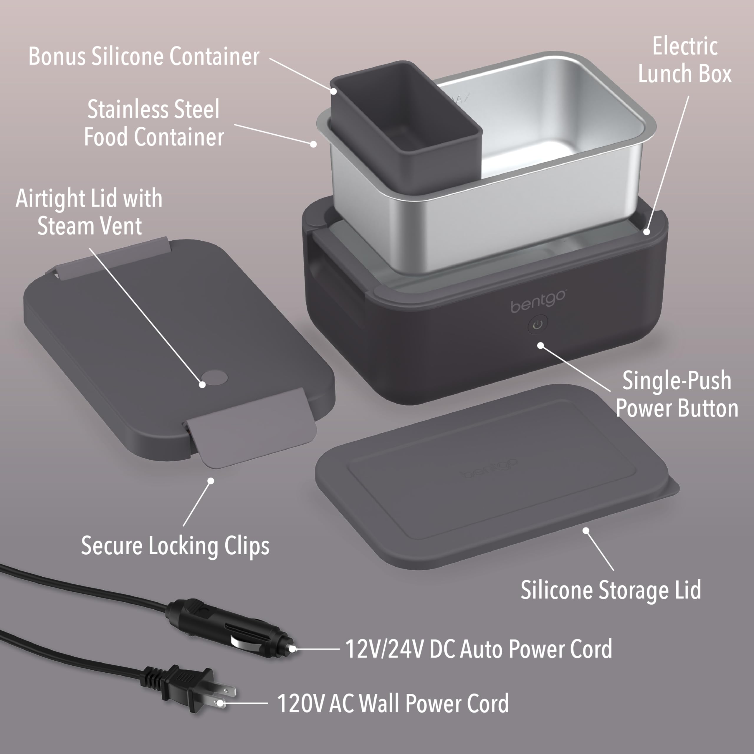 Bentgo Heat power cords for wall and car use.