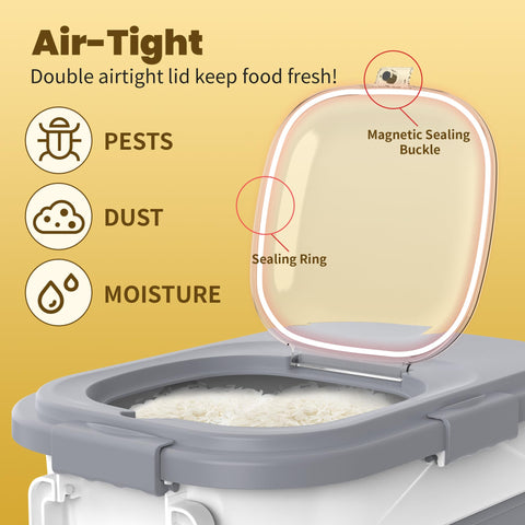 HOYTAMDAR airtight lid provides freshness protection for dry foods.