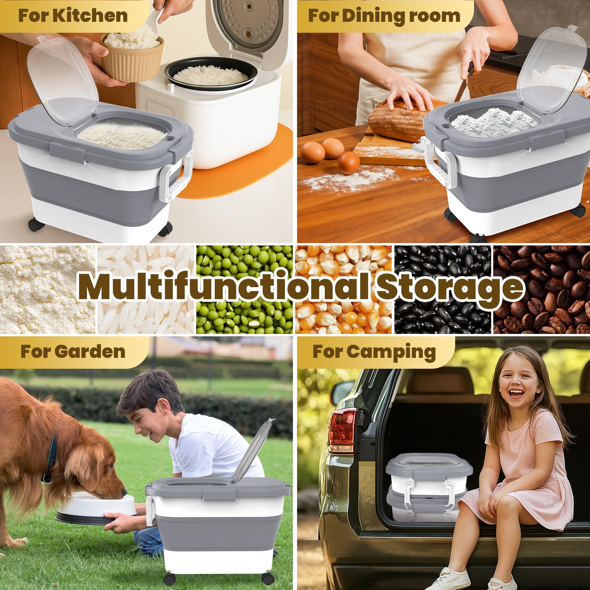 HOYTAMDAR BPA-free container suitable for rice, flour, grains, and pet food.