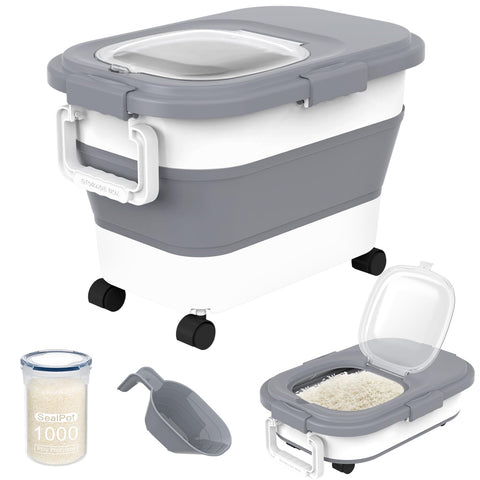 HOYTAMDAR collapsible rice container with 20-30 lb capacity for space-saving storage.