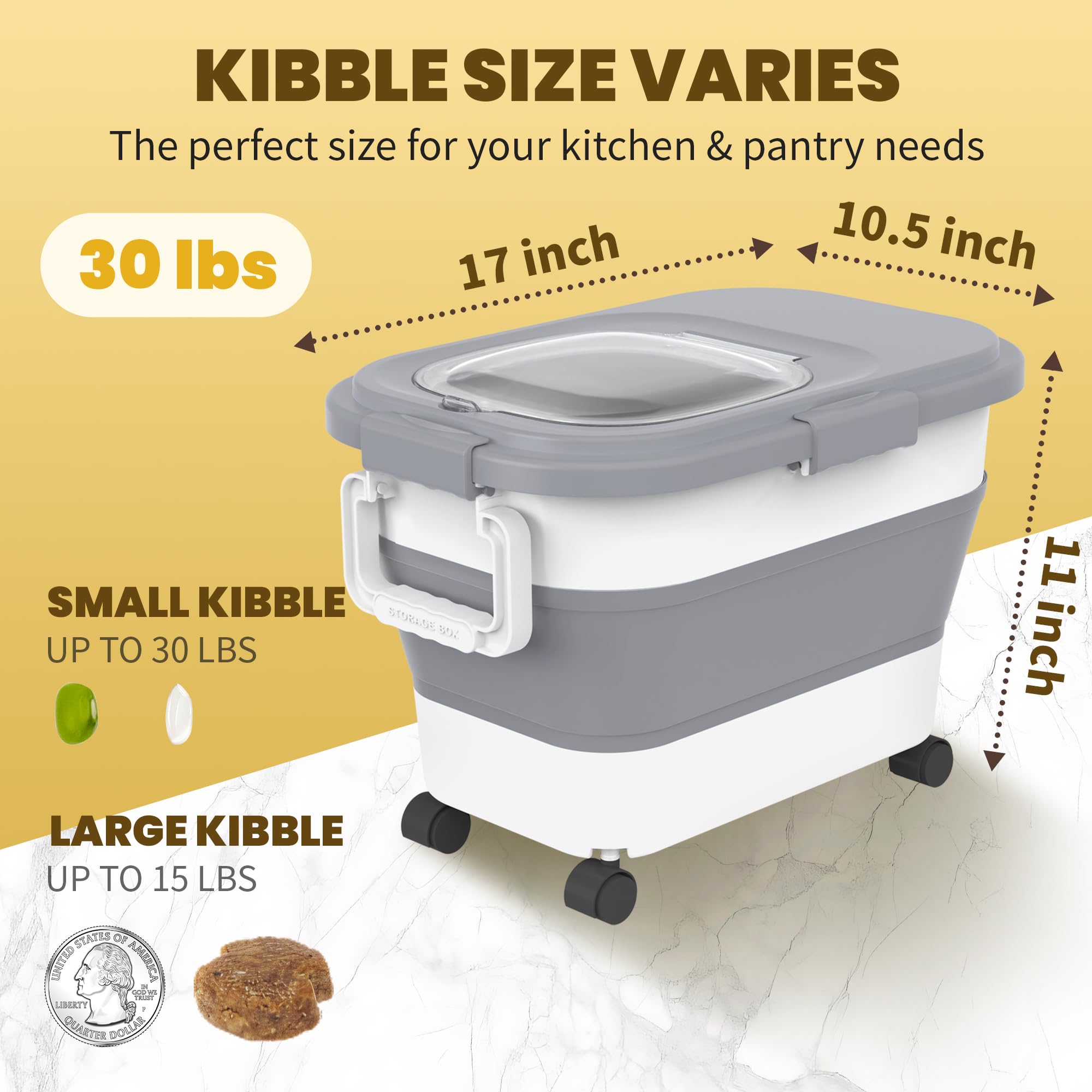 HOYTAMDAR rice storage bin with wheels enables easy moving around the kitchen.
