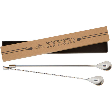 A Bar Above bar spoon set with spiral handle for precise stirring.