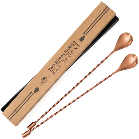 A Bar Above bar spoon set with spiral-handle highlights precise stirring for cocktails
