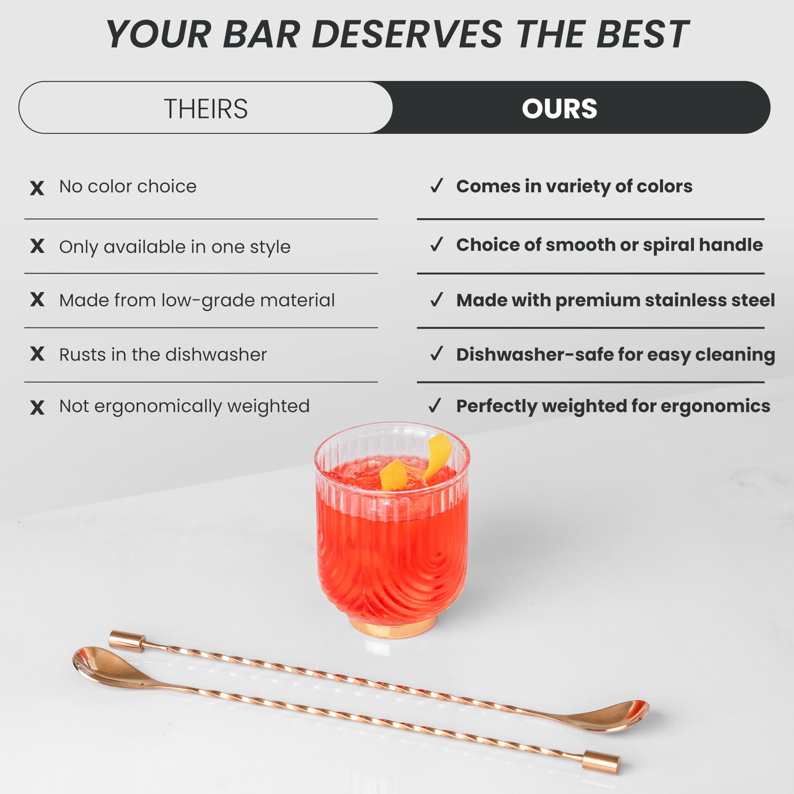 A Bar Above bar spoon set enables stir-and-layer for smooth mixing