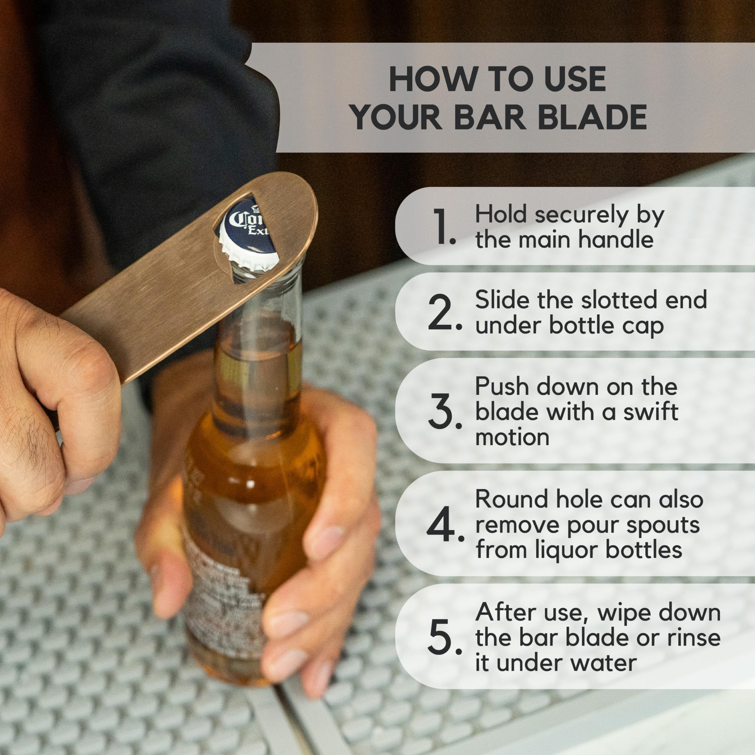 A Bar Above ergonomic smooth-handle offers all-day comfort during fast-paced shifts.