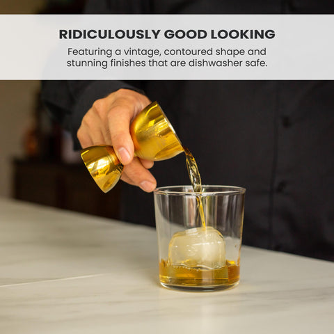 Ergonomic grip on the jigger for comfortable all-night use.
