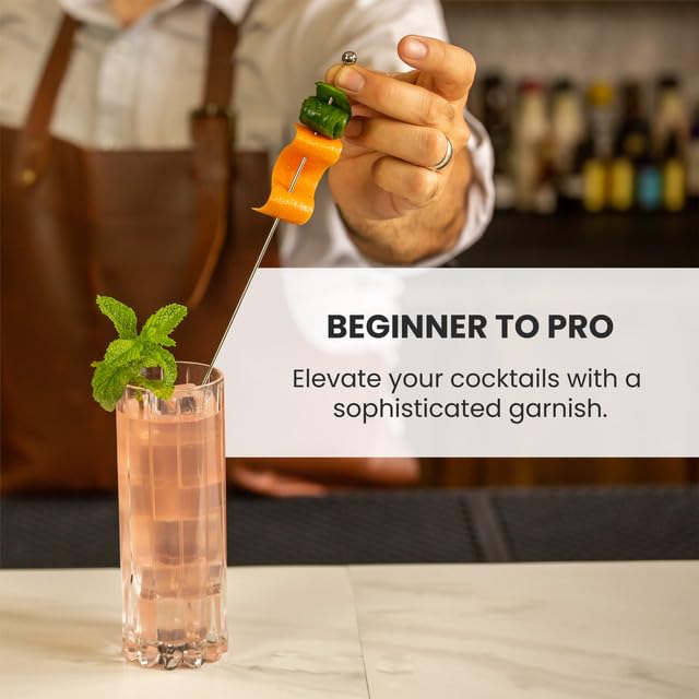 A Bar Above short picks pair with Old Fashioned and Cosmos garnishes