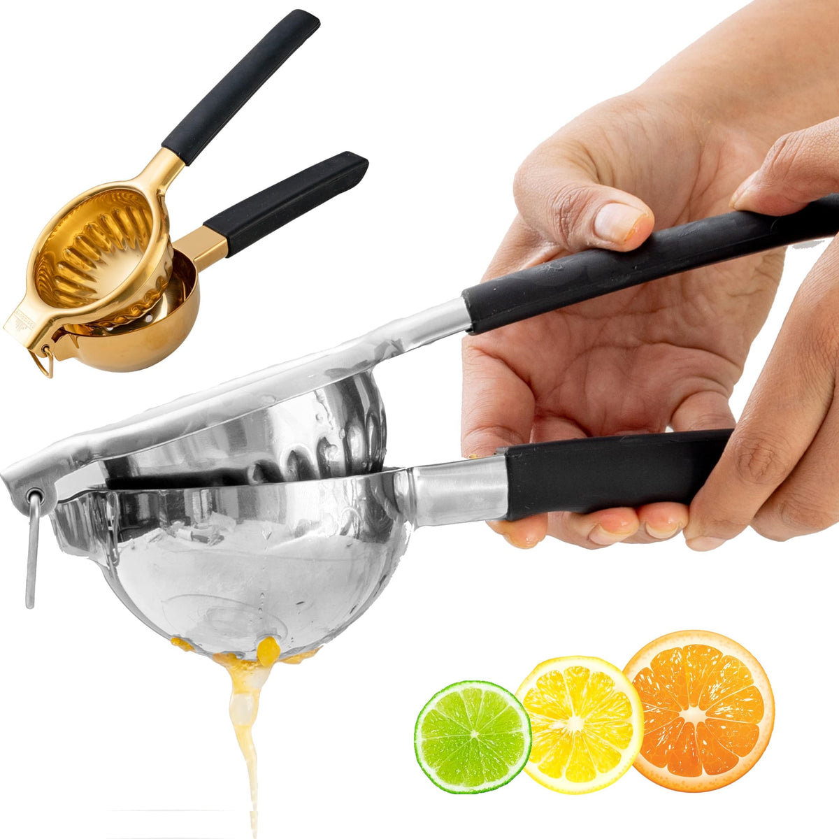 A Bar Above stainless steel hand juicer with heavy-duty press for cocktails