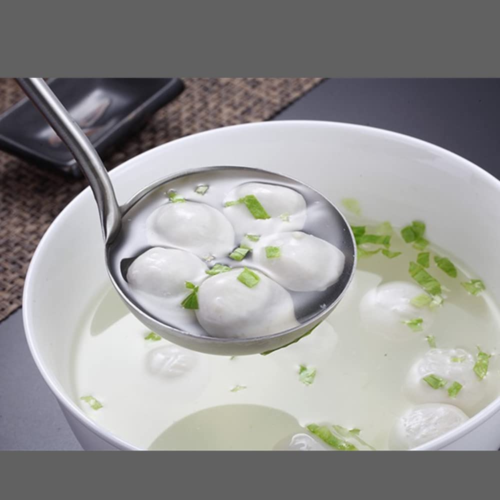 A · HOUSEWARE long handle provides a comfortable grip for large portions.
