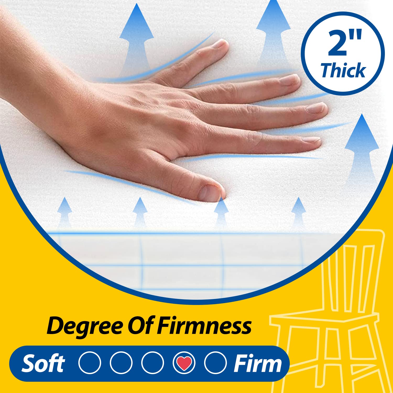 AAAAAcessories 2-inch thick foam provides ergonomic seating.