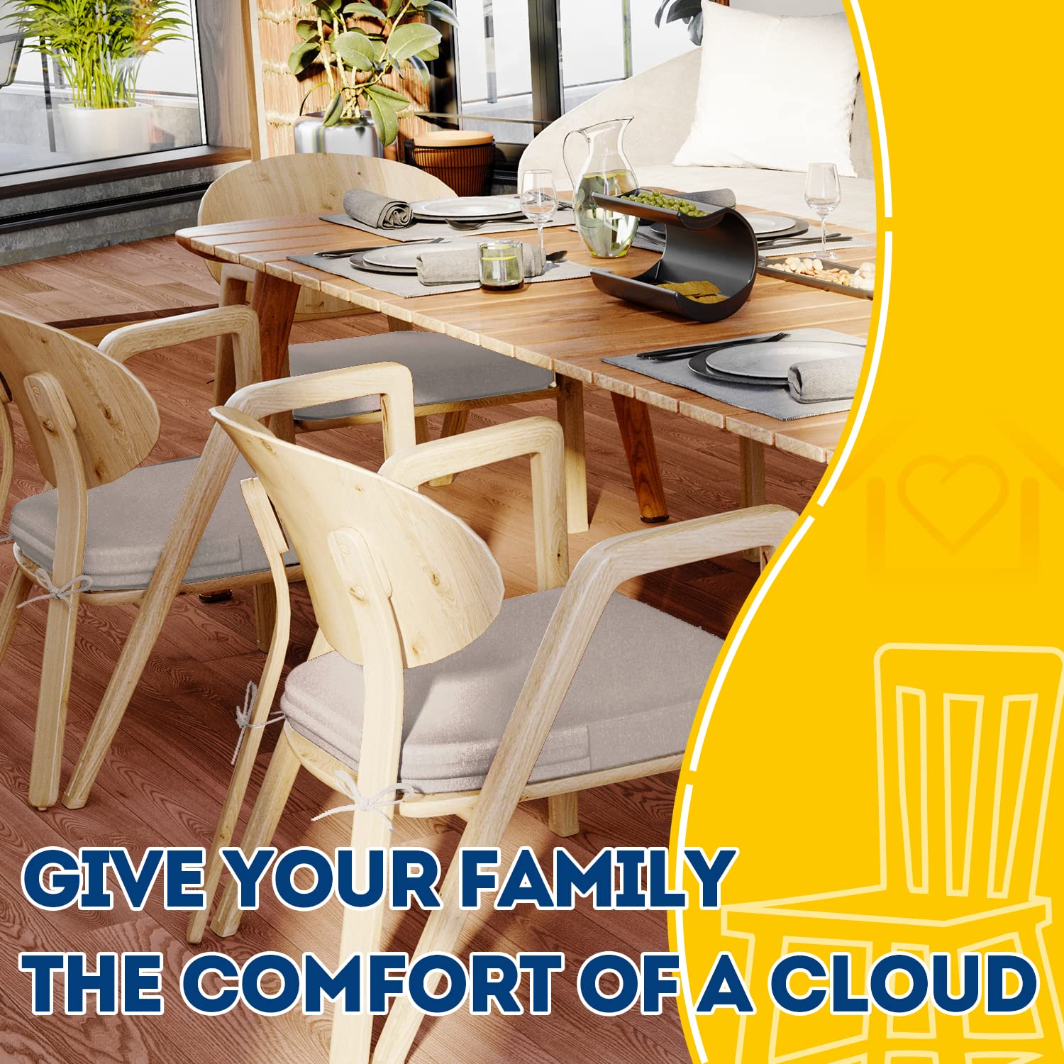 AAAAAcessories D-Shaped Chair Cushion 17x16 dimensions for dining chairs