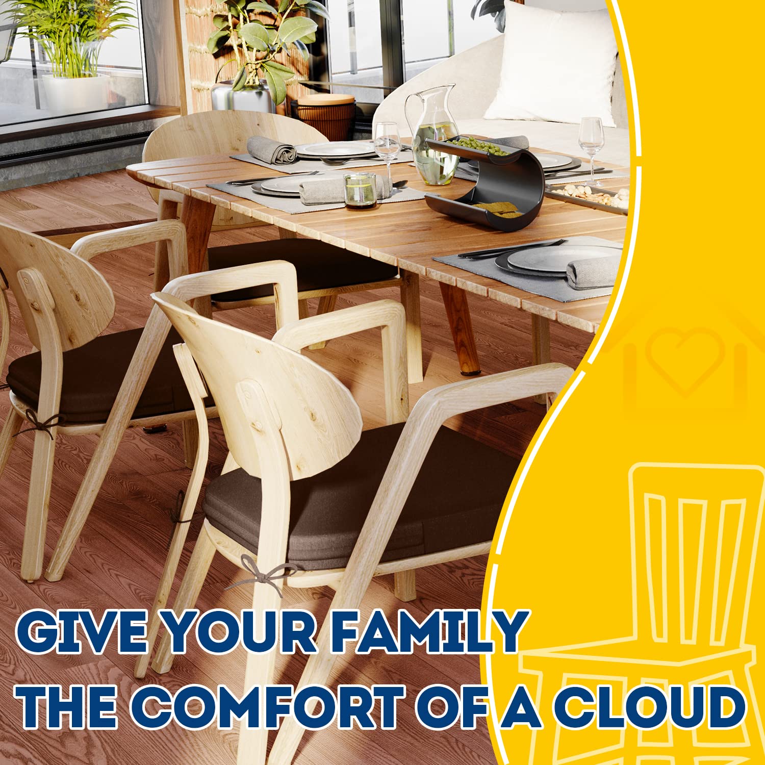 AAAAAcessories cushions with ties being secured to a chair.