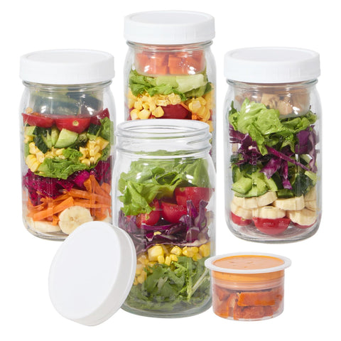 Aabberson salad jar with lid close-up showing leakproof seal for portable meals