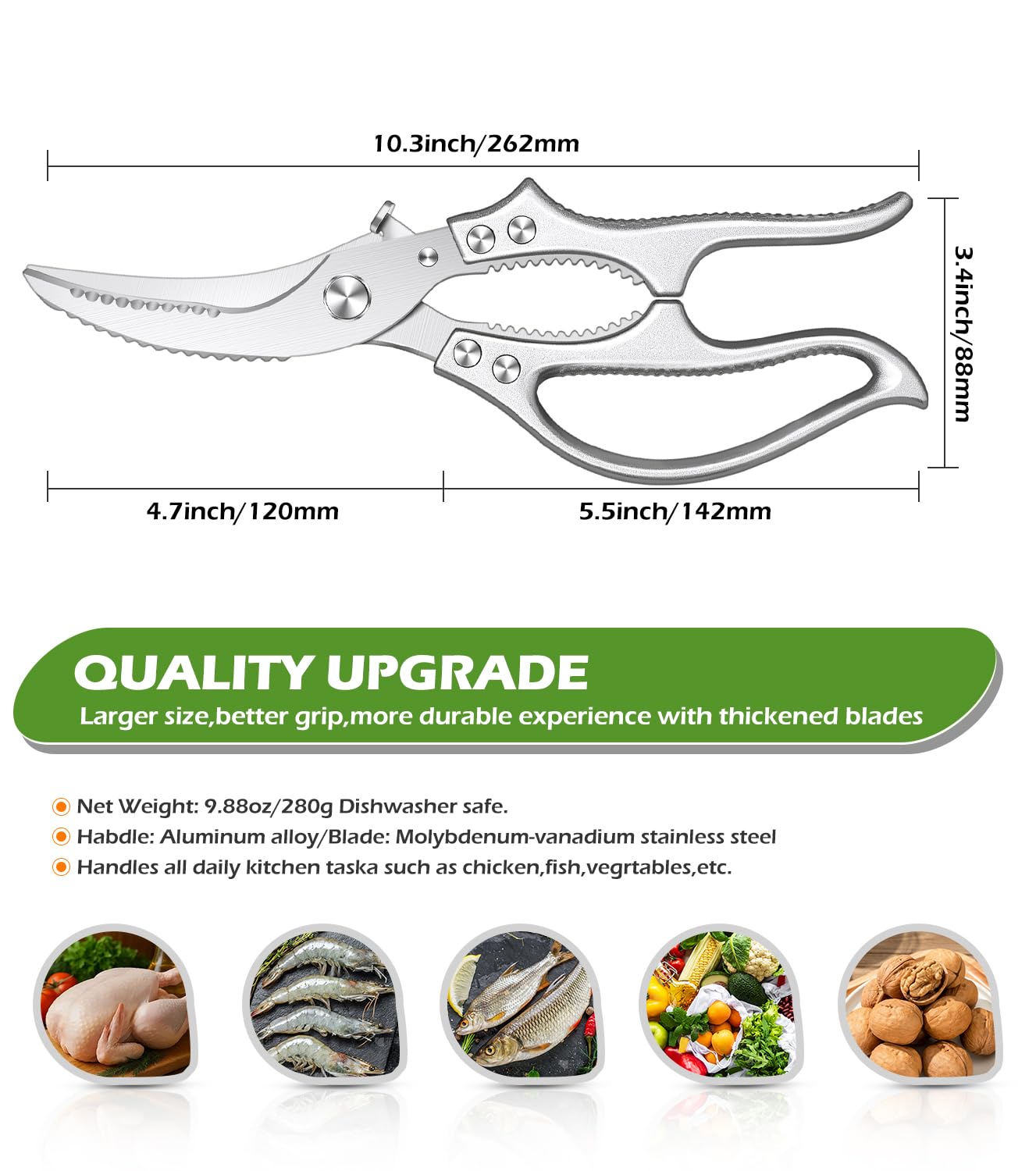 Aaeiirey Poultry Shears with safety lock shown in detail