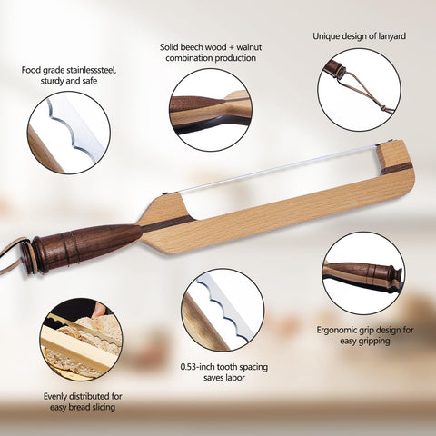 AAEJE black walnut and beech wood knife for elegant bread cutting.