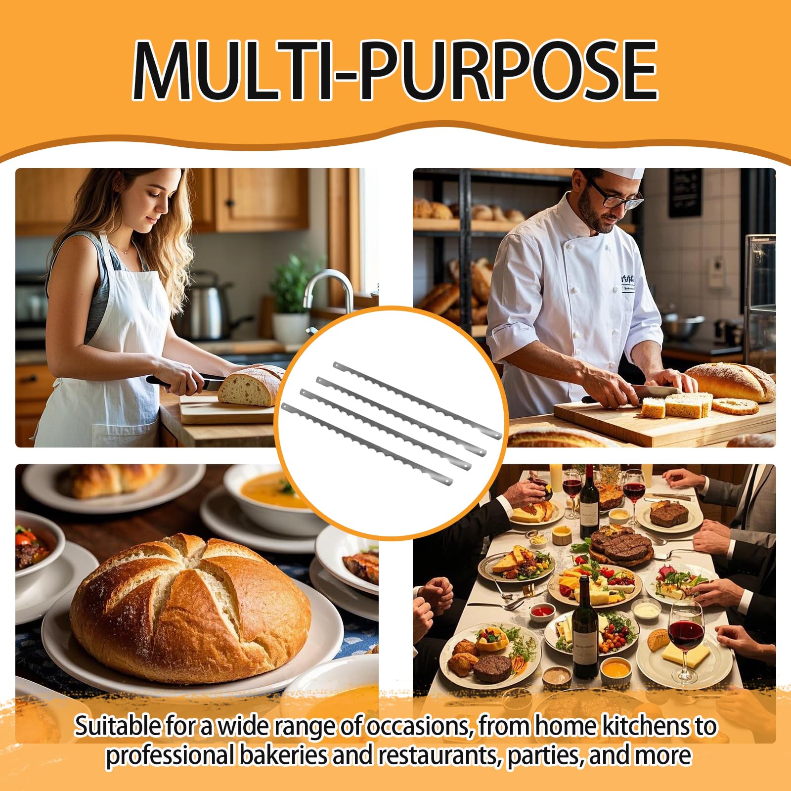 AAEJE kitchen bakery application demonstrates versatile bread slicing with bow blades.