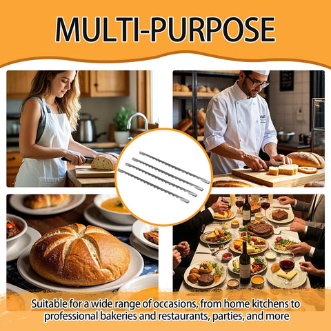 AAEJE kitchen bakery application demonstrates versatile bread slicing with bow blades.