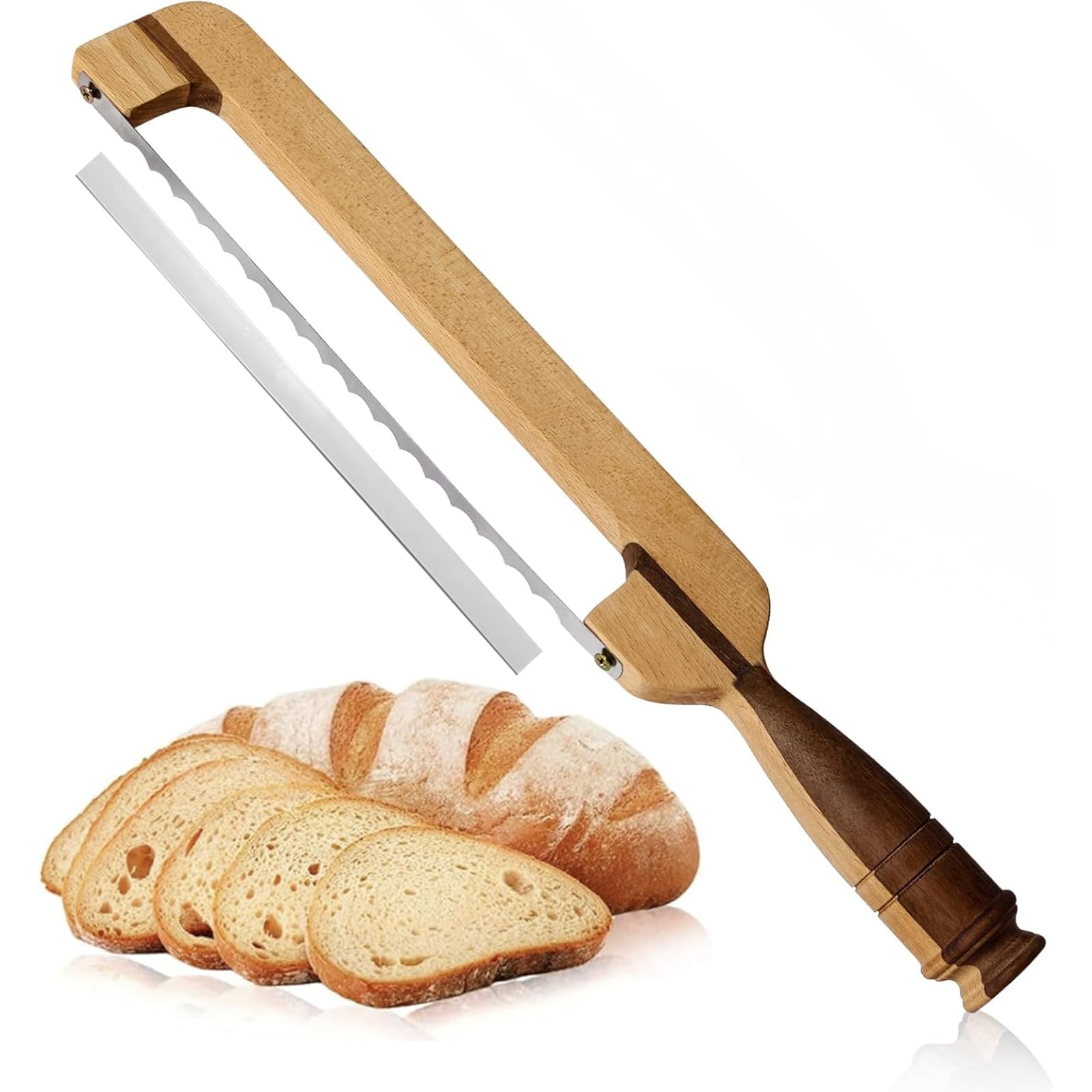 AAEJE 16.8-inch bread knife with fiddle bow handle for precise, clean slices.