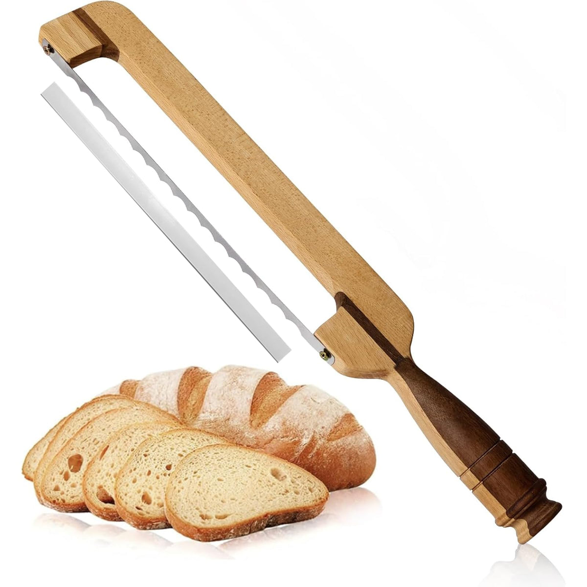 AAEJE 16.8-inch bread knife with fiddle bow handle for precise, clean slices.