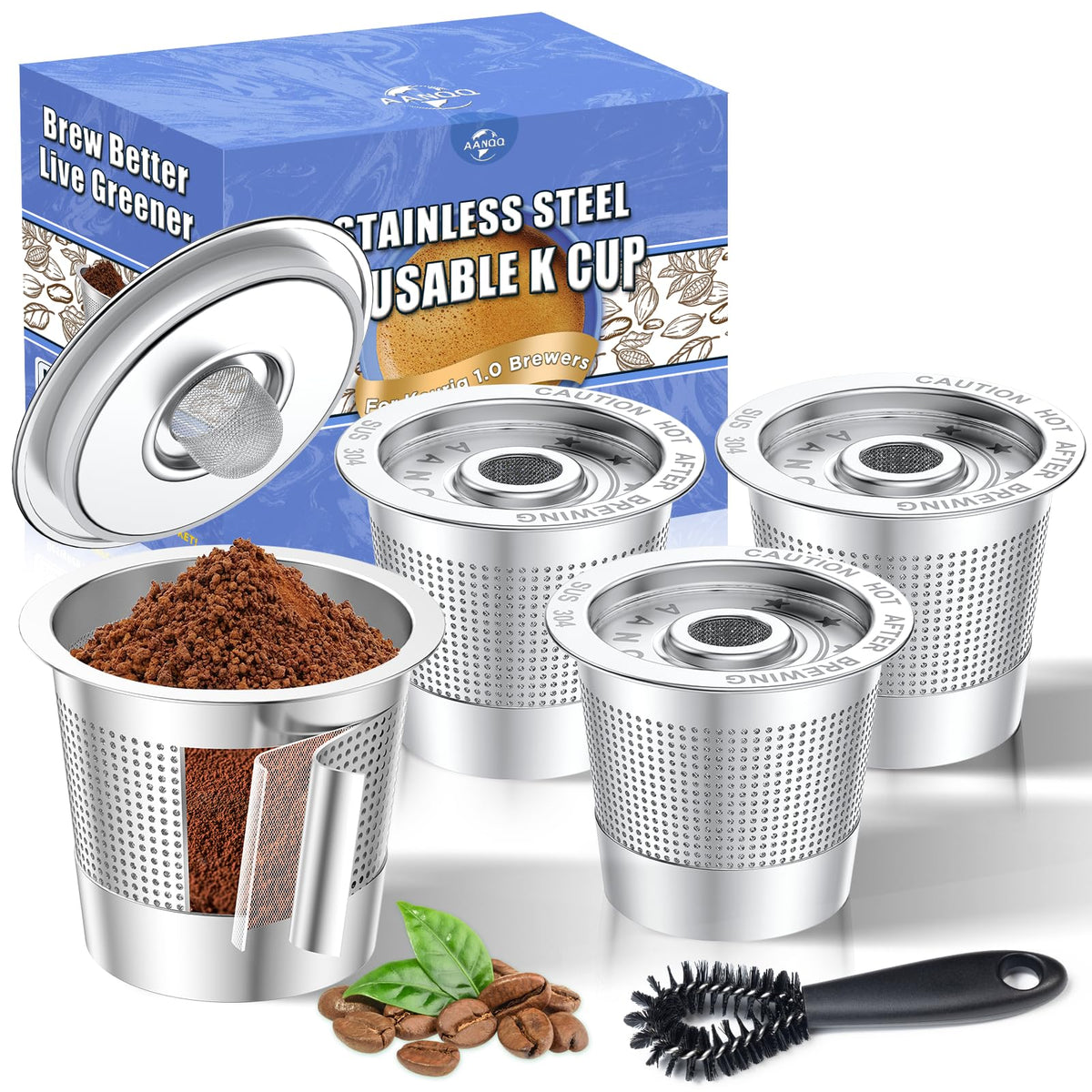 AANQQ reusable K-Cup inner-layer mesh provides finer filtration for cleaner coffee