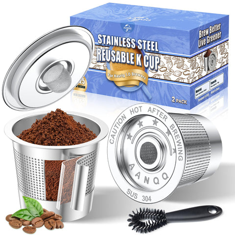 AANQQ reusable K-Cup inner-layer filter captures fines for cleaner brews.