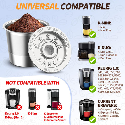 AANQQ stainless-steel K-cup mesh ensures even extraction and full flavor.