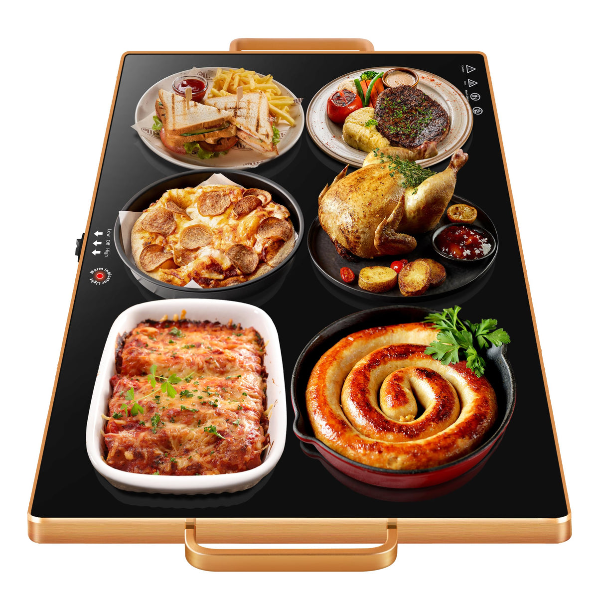 Aanuan warming tray buffet 32x18 on table keeps dishes warm for guests.