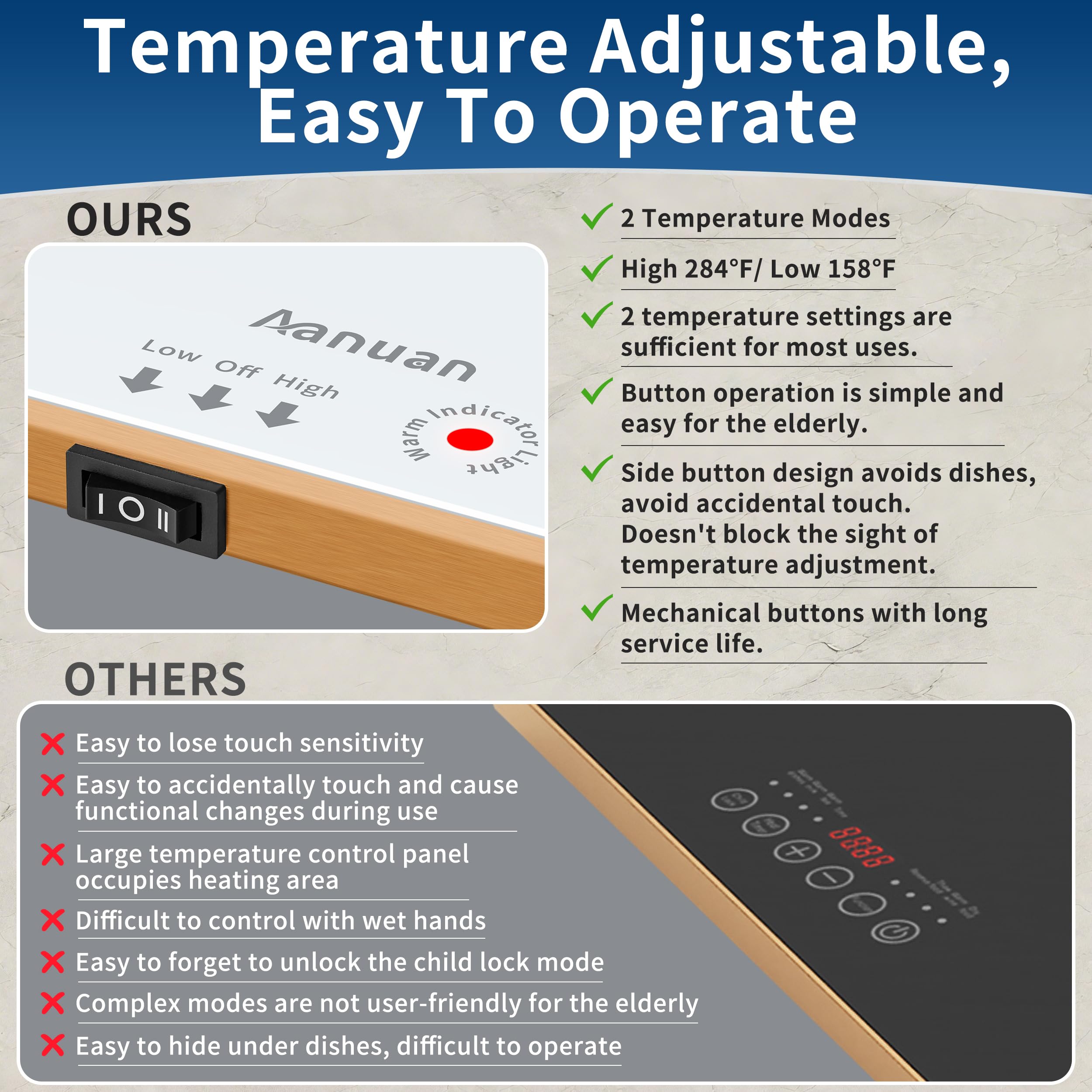 Easy transport with tempered glass surface and edge-safe design.