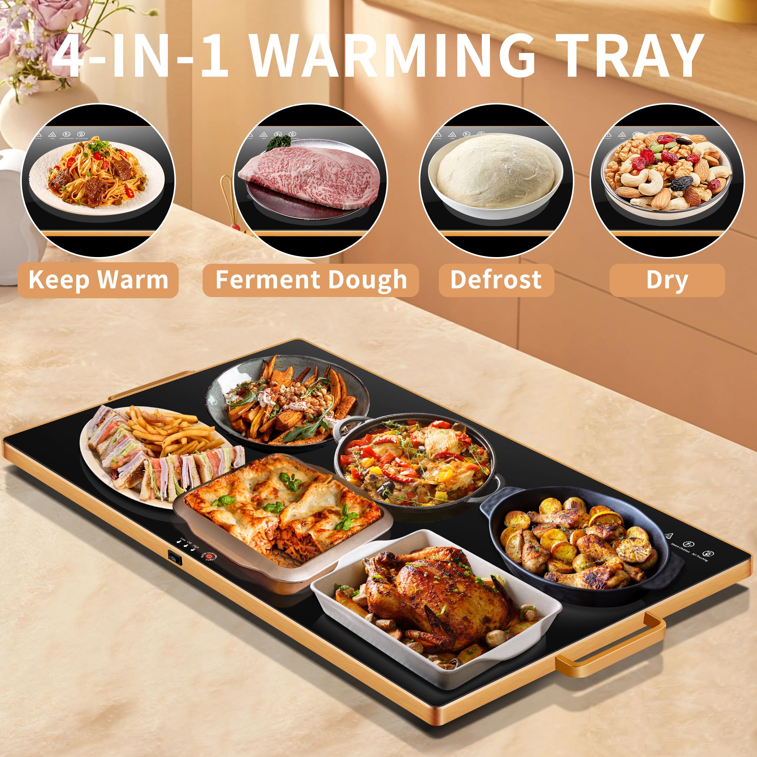 Aanuan tempered-glass top distributes heat evenly across the full surface.