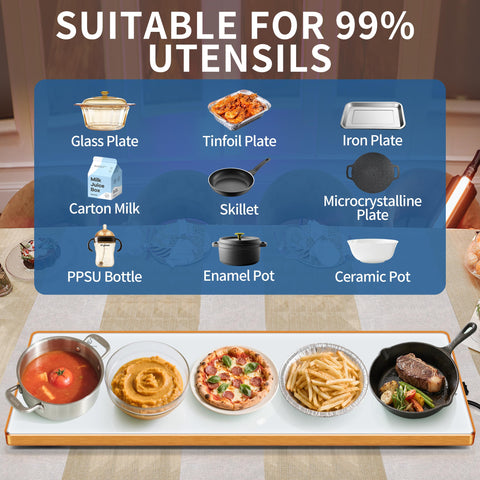 Aanuan warming tray with thermostat control for easy adjustments.