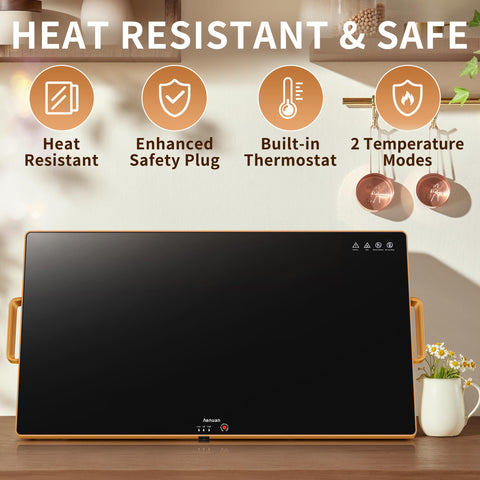 Aanuan warming tray thermostat enables precise temperature control for versatile use.