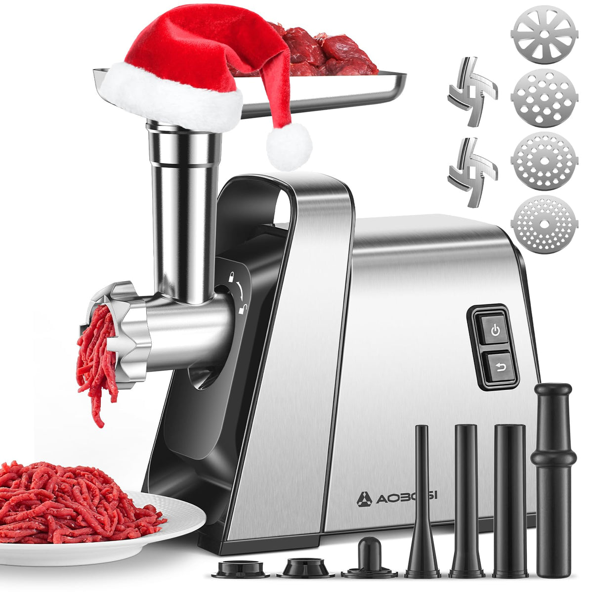 AAOBOSI meat grinder electric top view showing compact design for home kitchens
